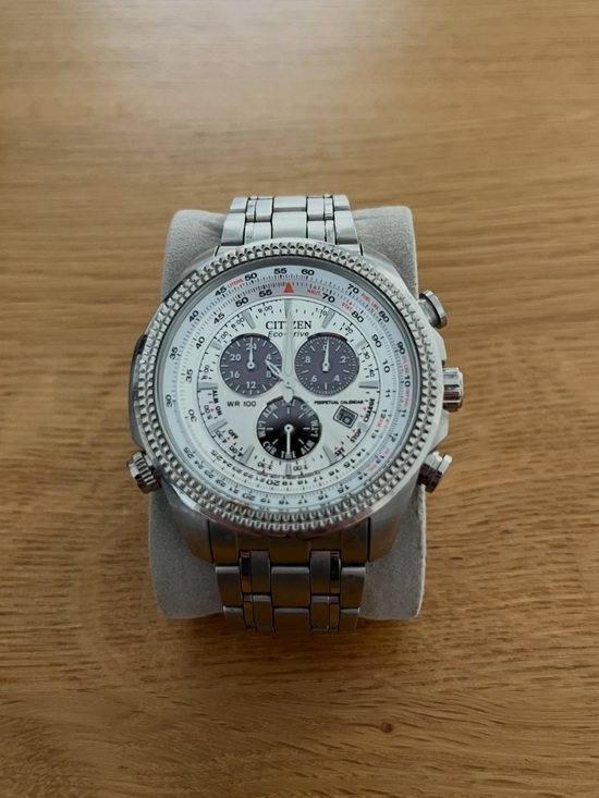 Citizen Other - Citizen BL5400 Cal E820 Stainless Steel Chronograph Watch - White and Black Dial